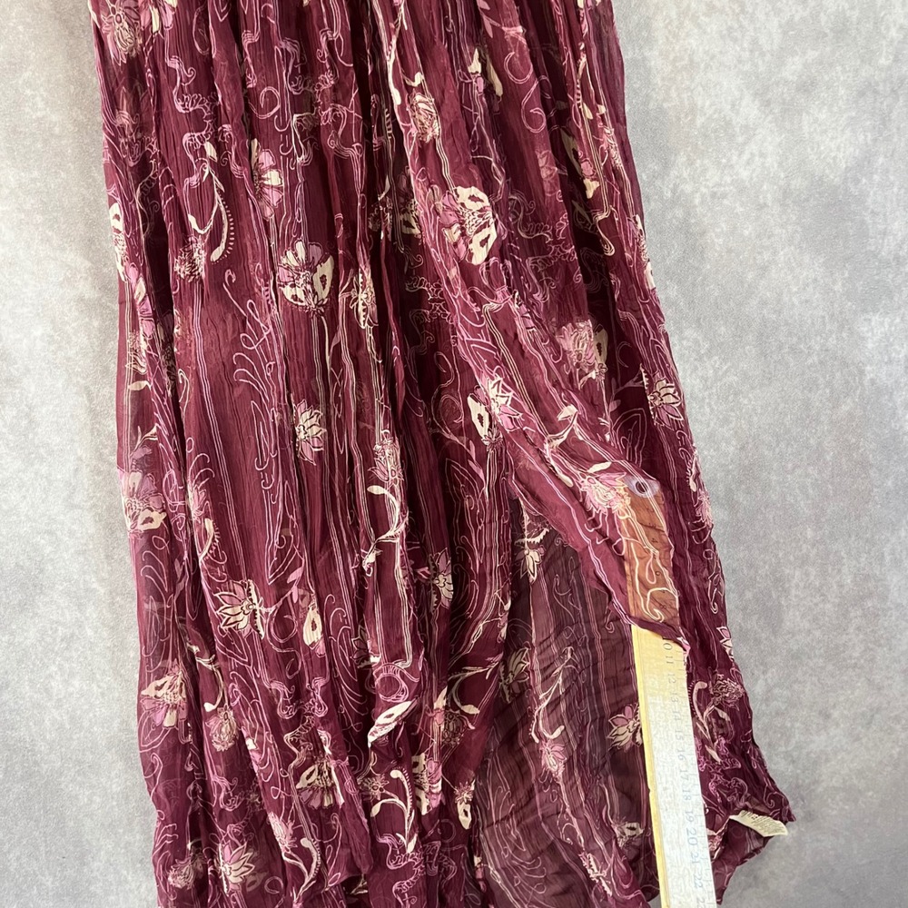 Free People Midi Dress Women XS Plum Black Floral Mixed Print Boho V-Neck Hippie - Picture 2 of 11